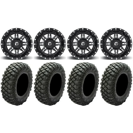 Fuel Lethal Black 15 Wheels 28 Crawler XG Tires Kawasaki Teryx Mule