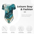 thumbnail image 4 of Vsdgher Abstract Ocean Currents Prinr Short Sleeve Body suit for Womens, Sexy Onesie One Piece Round Neck Bodysuit Shapewear Tummy Control-Large, 4 of 7