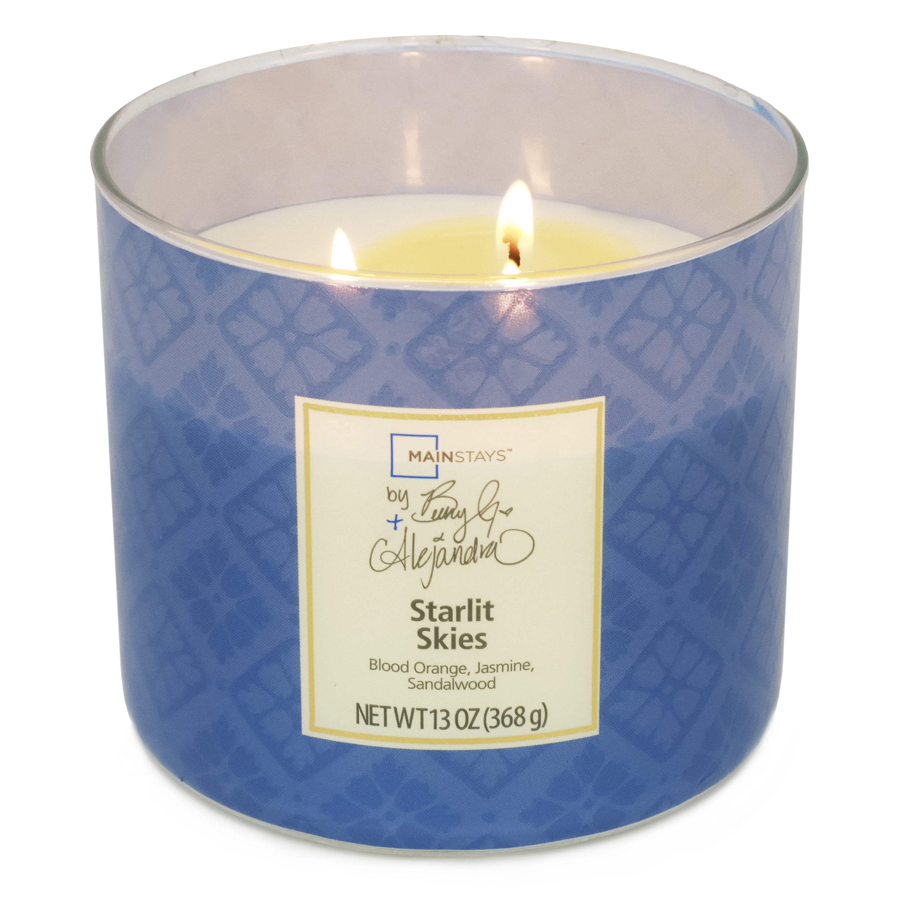 Mainstays by Becky G. & Alejandra 3-Wick Starlit Skies Candle, Blue Tile, 13 oz