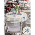 thumbnail image 4 of Outdoor Tablecloth with Umbrella Hole and Zipper, Christmas Snowflake Blue Round Table Cloth 54 Inch Waterproof Tablecloth, Winter Stripe Xmas Texture on Linen Picnic Table Cover for Patio Camping, 4 of 7