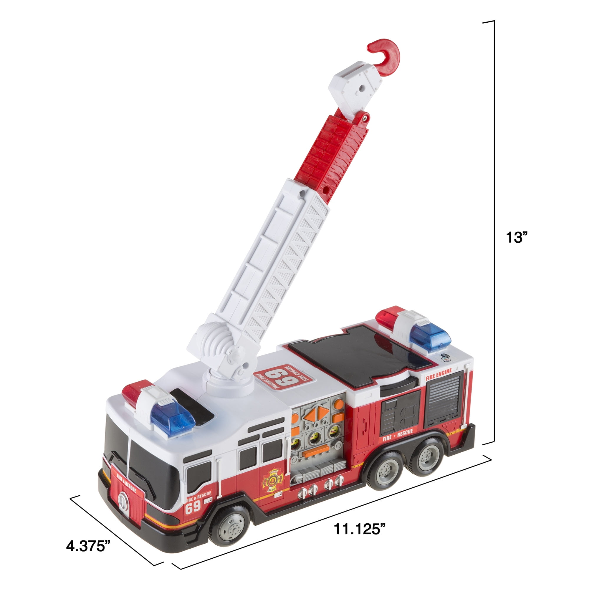 Long Ladder Big Fire Truck Toy Fire Vehicle With Lights And Sounds Kids Toy Gift 