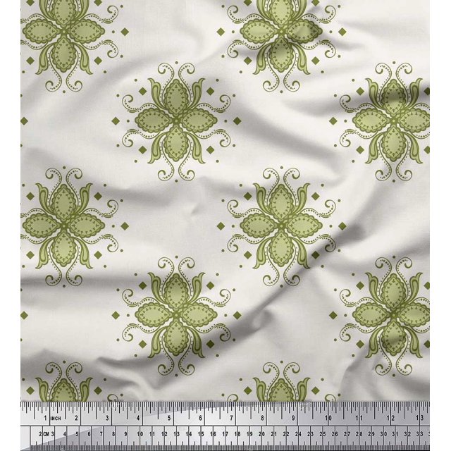 Soimoi polyester Crepe Fabric Flower Artistic Print Fabric by the Yard 52 Inch Wide
