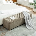 thumbnail image 2 of CQSXDA 60.2 Inch Wide Chenille Upholstered Storage Bench， Tufted Accent Ottoman for Living Room and Bedroom，taupe, 2 of 8