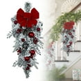 thumbnail image 2 of 24 Pouces Guirlande de Noël en Forme de Goutte d'Eau, Guirlande de Porte Xmas, Guirlande d'Escalier Artificielle Rouge Poinsettia Faux Pommes de Pin Nœud Baies Rouges Boules de Noël Décoration Intérieure Extérieure Maison, 2 of 9