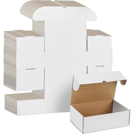 Calenzana 25 Pack 9x6x3 Shipping Boxes, Corrugated Cardboard Box for Shipping and Mailing, White, Recycled