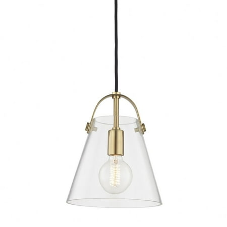 

-One Light Small Pendant in Style-9 inches Wide By 10.5 inches High-Aged Brass Finish Bailey Street Home 735-Bel-2693084