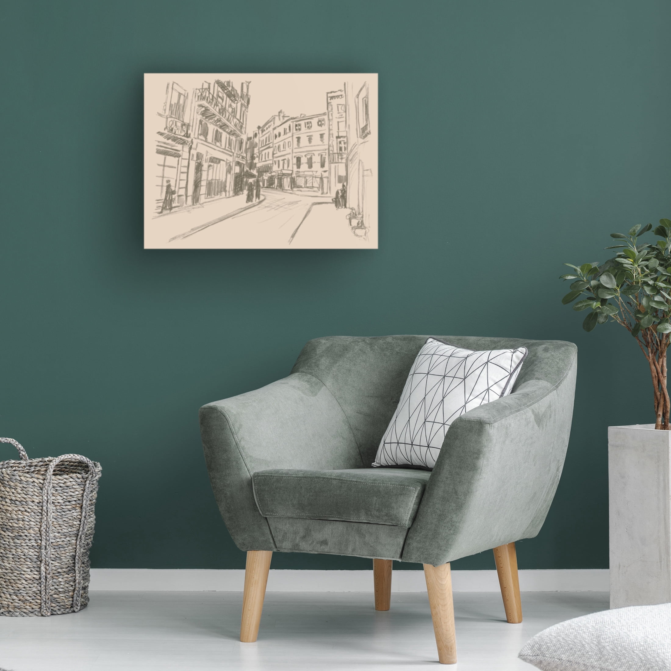 Canvas Wall Art - June Erica Vess 'City Sketches VI' Wall Art for Living Room, Bedroom, or Office Décor by Trademark Fine Art - 32 x 24 Inches