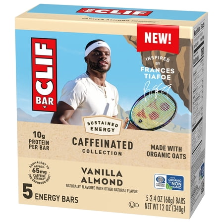CLIF BAR CAFFEINATED ENERGY PROTEIN BARS, VANILLA ALMOND, 5 PACK
