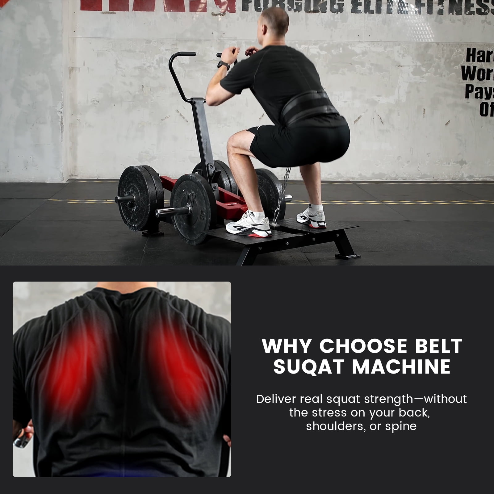 syedee Belt Squat Machine, Leg Machine for Strength Training, Hack Squat Machine with Weightlifting Belt - 4 Adjustable Positions, 800lb Weight Capacity