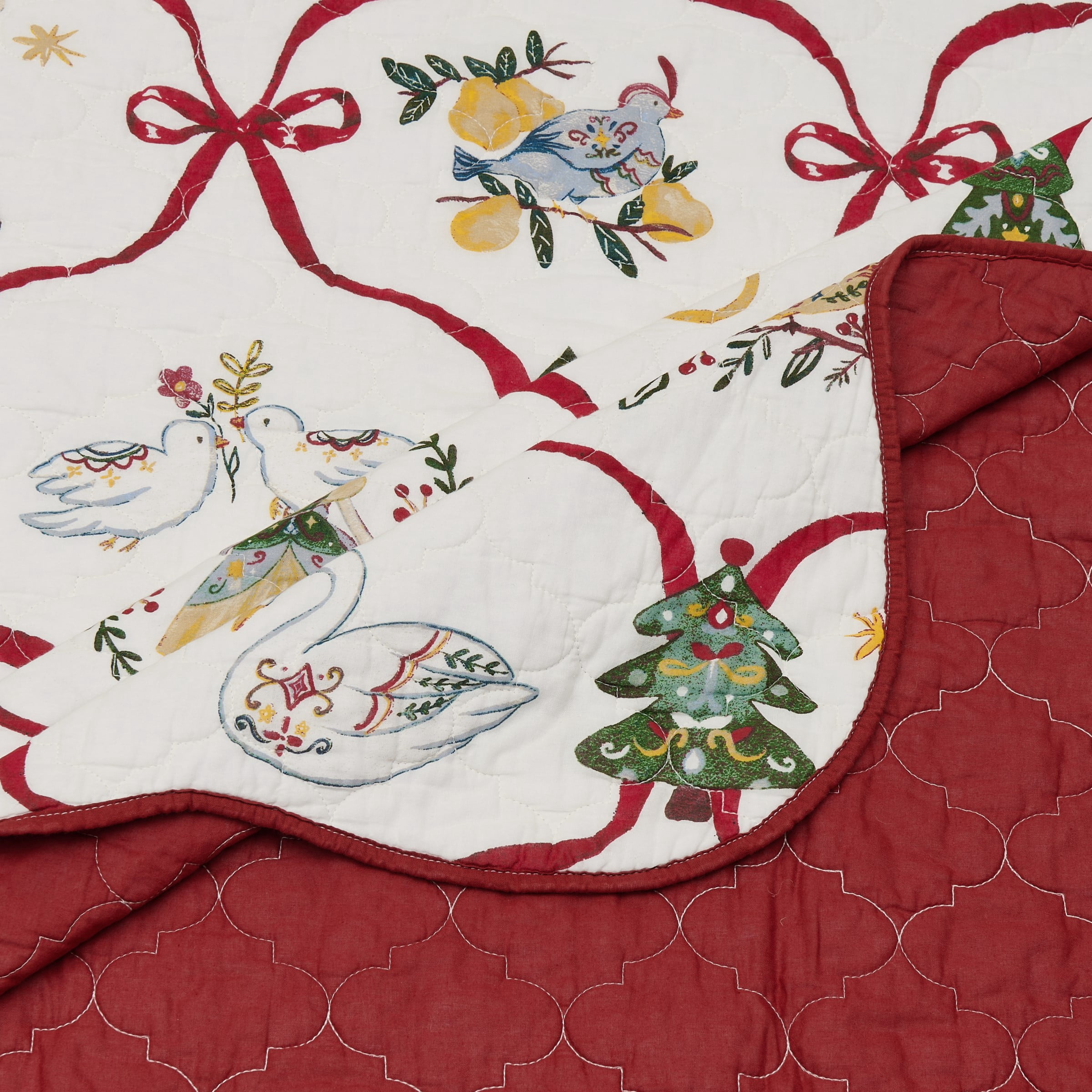 Greenland Home 12 Days of Christmas Cotton Reversible Quilt Set, 2-Piece Twin, for Adults