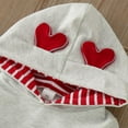 thumbnail image 6 of Valentine's Day Baby Girl Romper Boys Girls Long Sleeve Heart Prints Hooded Romper Jumpsuit Clothes,Size 0 Months-3 Months Grey, 6 of 9