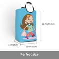 thumbnail image 3 of Waterproof Collapsible Laundry Hamper, Blue Shopping Girl Aluminum Handle Laundry Bag, 50L, 3 of 6