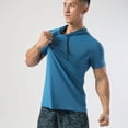 thumbnail image 4 of Jinda Men's Short Sleeve T Shirt Soft Quick Dry Workout Top Cool Summer Hooded Tshirt Running Stretch Slim Fit Comfy Tees Peacock Blue Medium, 4 of 4