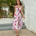 thumbnail image 3 of Pretty Lipstick Lip Prints Lipsticks Pattern Womens Night Club Maxi Dress V Neck Sleeveless Bohemia Long Dresses, 3 of 9
