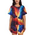 thumbnail image 1 of Fotbe Wolf Conjunto de Pijama Estampado para Mujer, 2 Piezas, Ropa de Dormir con Camiseta de Manga Corta y Shorts Suaves-Large, 1 of 6