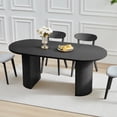 thumbnail image 3 of Weselon 70.8" Oval Wood Dining Table for 4-6, Modern Farmhouse Kitchen Table for Dining Room with Semi-Circular Legs, Black, 3 of 9
