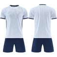 thumbnail image 2 of Kids Soccer Jersey Set for Boys Girls Training Uniform Youth Jerseys Ndbuld Children's Short Sleeve Top With Elastic Waist Shorts Sportswear And Soccer Set For Middle And Big Kids White XS, 2 of 5