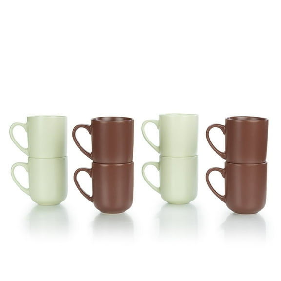 Everything Kitchens Modern Flat 8-Piece Mug Set | Brown & Beige