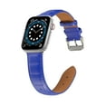 thumbnail image 4 of Sleektime Compatible with iWatch Band 49mm 45mm 44mm 42mm, Genuine Leather Band Strap Replacement Men Women Compatible with Apple Watch Ultra 2/1 SE Series 9 8 7 6 5 4 3 2 1,Blue, 4 of 6