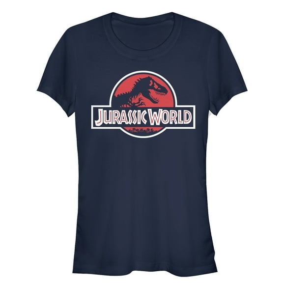 Junior's Jurassic World Tyrannosaurus Rex Logo Graphic Tee Navy Blue Medium