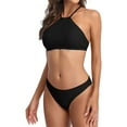 thumbnail image 2 of Charmo Womens Bikini Swimsuit Set Halter High Neck Cross Back Bathing Suit, 2 of 6