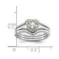 thumbnail image 2 of 925 Sterling Silver Rhodium Plated Cubic Zirconia Love Heart and Bands Three Ring Set Size 7 1.2mm Wide Statement Ring f, 2 of 2