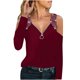 thumbnail image 1 of Blusas Para Mujer Blusas Con Hombros Descubiertos Cuello en V Cremallera Manga Larga Top Sólido Con Diamantes de Imitación Odeerbi  ODB185939, 1 of 8