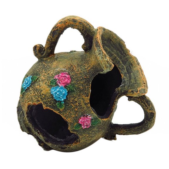 HCTSHG Aquarium Decoration House With Bubbler For Hiding Reptile Hole House Shelter Fish Tank Ornament Rockery Landscaping