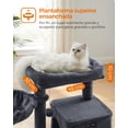 thumbnail image 4 of Feandrea Cat Tree, Small Cat Tower with Widened Perch for Large Cats Indoor, Kittens, 37.8-inch Multi-Level  Condo, Scratching Posts and Ramp, 2-Door Cat Cave, Cat Basket, Smoky Gray, 4 of 5