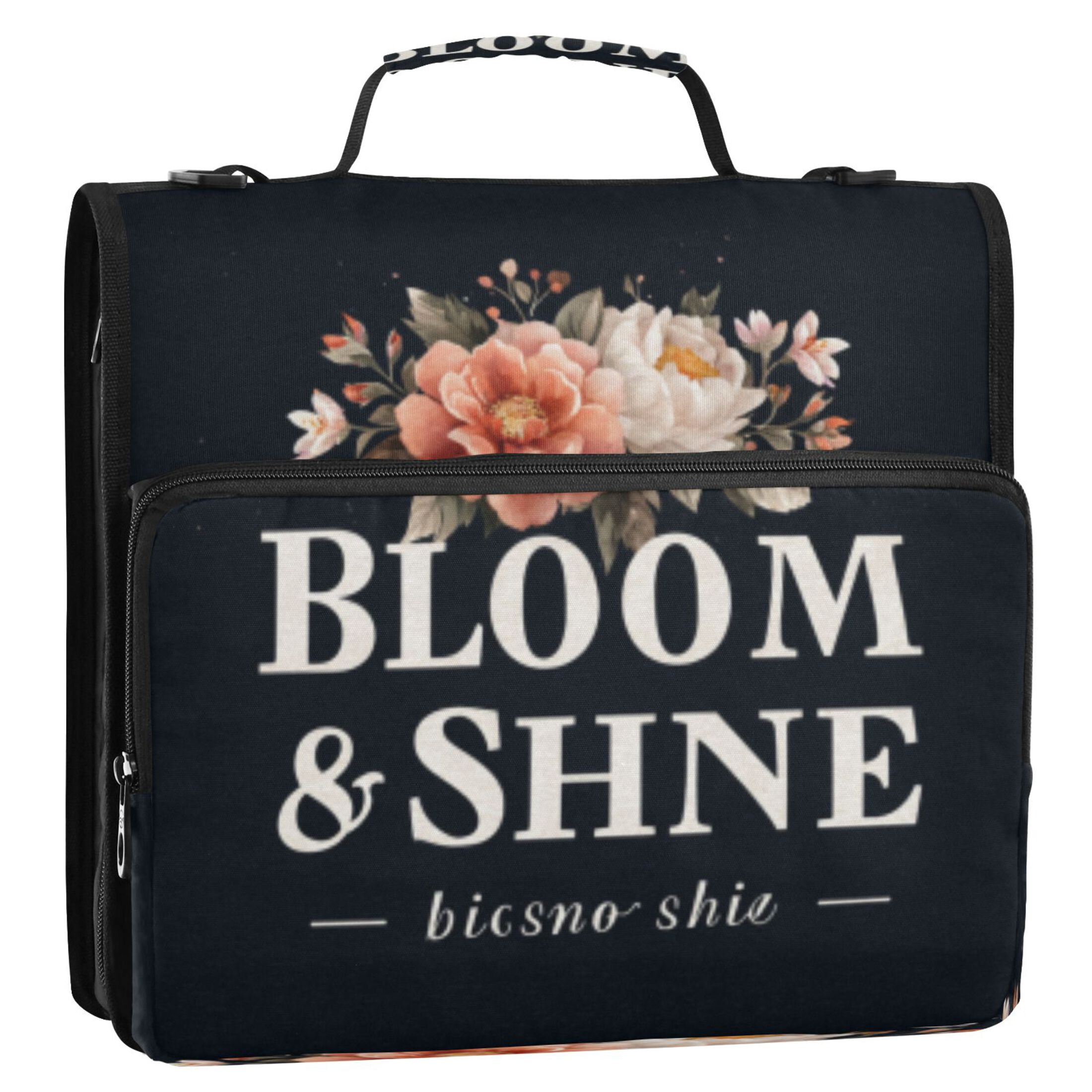 DIXRUYEE Zipper Binder trapper keeper Documents Organized Design Glow & Blossom Printed