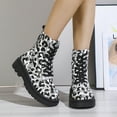 thumbnail image 2 of Hvyesh Women's Lace-Up Combat Boot Thick Bottom Round Toe Leopard Print British Fashion Heel Ankle Boots, 2 of 5