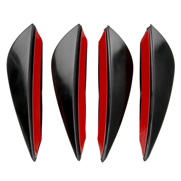 4 piezas de difusor universal de PVC para modificación de alerones de parachoques delantero, color negro brillante