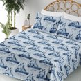 thumbnail image 3 of Ambesonne Marine Art Fitted & Flat Sheet with Shams 4 Pcs Set, Vintage Sailing Boat, King, Pale Blue Indigo, 3 of 5