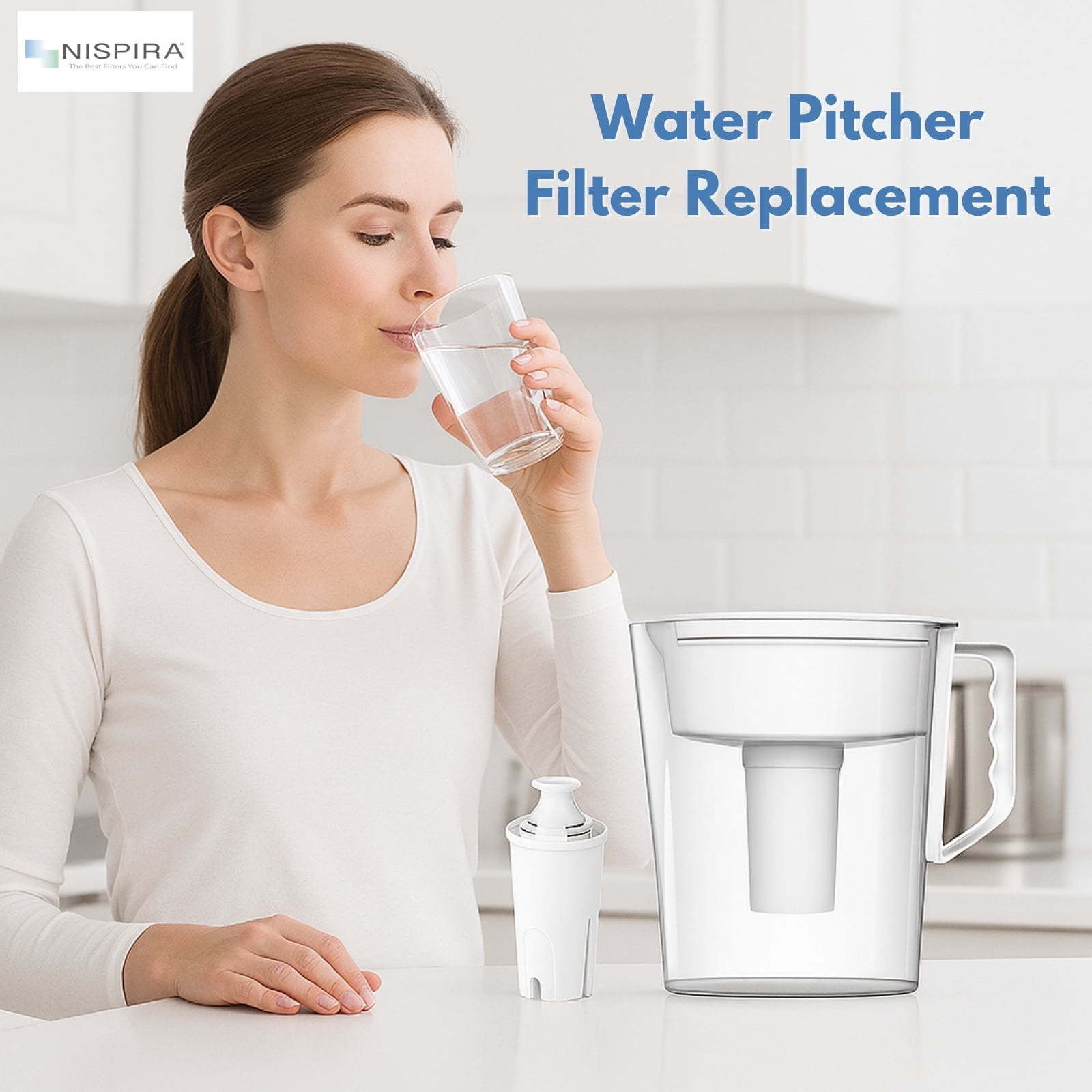 Nispira OB03 Water Filter Replacement for Brita Water Pitchers and Dispensers, Classic 35557, Mavea 107007, 6 Packs