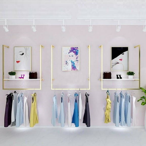 Metal Clothing Rack U-Shaped Garment Hanger Gold Clothes Display Stand Boutique Shelf
