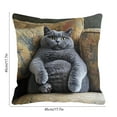 thumbnail image 3 of Funda de cojín decorativa con gatos peculiares | Funda de cojín cuadrada de poliéster de 45 cm para sofá y sala de estar | Diseño de gato multicolor divertido para decoración del hogar, 3 of 6