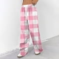 thumbnail image 4 of Hearthz Pj Bottoms Pants Drawstring Wide Leg Plaid Woman Lounge Pants Baggy Soft Comfy Lightweight Sleepwear Bottoms, 4 of 6