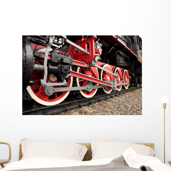 Red Wheels Old Express Wall Mural by Wallmonkeys Peel and Stick Graphic (48 in W x 32 in H) WM72531