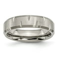 thumbnail image 1 of Grey Titanium Ring Band Wedding Beveled Edge Notched 6mm Brushed, 1 of 6