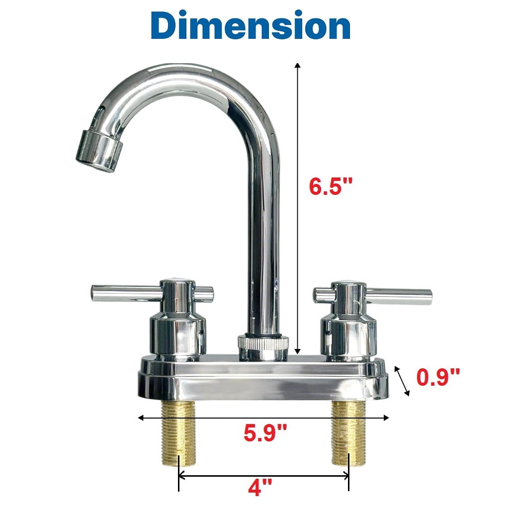 Bathroom Sink Faucet 4inch 2 Handles Centerset Suit for 2 or 3 Mounting Holes, for Bathroom Vanity Lavatory RV Hot and Cold Mixer Tap, Chrome