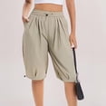 thumbnail image 5 of PWPSG Womens Elastic Waist Loose Casual Capris, Drawstring Waist with Adjustable Hem, Lightweight Fabric for Outdoor Daily Use Yellow S, 5 of 8