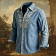 thumbnail image 2 of Mens Long Sleeve Floral Shirts Summer Casual Button Down Dress Shirts Wedding Party Holiday Shirt, 2 of 5