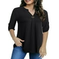 thumbnail image 2 of LEEYNEER Women‘s Plus Size Tops 3/4 Length Sleeve Shirts Dressy Casual V Neck Tunic Blouse (M-4XL), 2 of 10