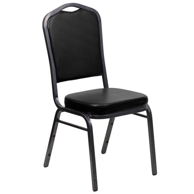 Flash Furniture Hercules Series Crown Back Stacking Banquet Chair in Black Vinyl