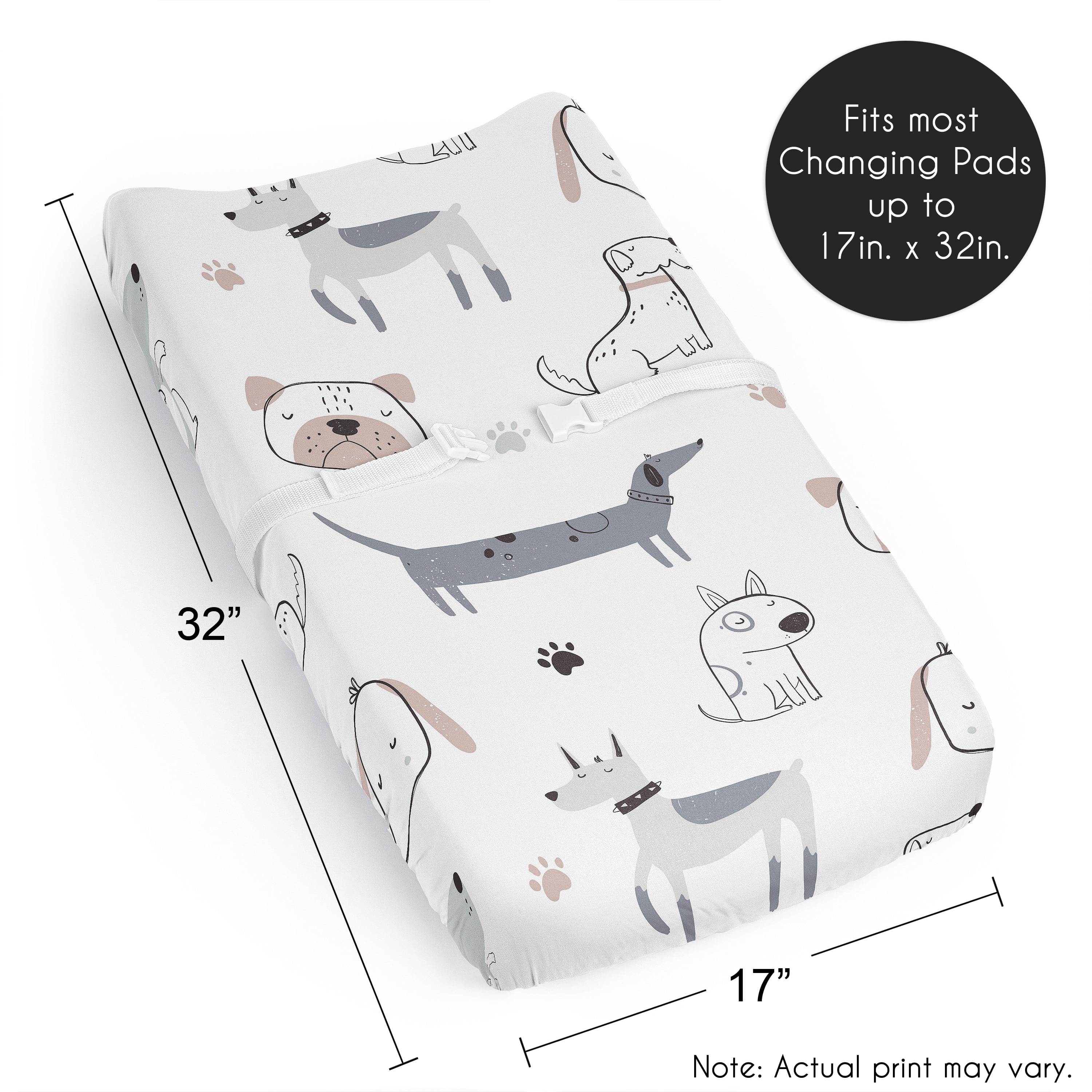 Sweet Jojo Designs Cartoon Puppy Boy, Girl, Unisex/Gender Neutral Changing Pad Cover Sheet