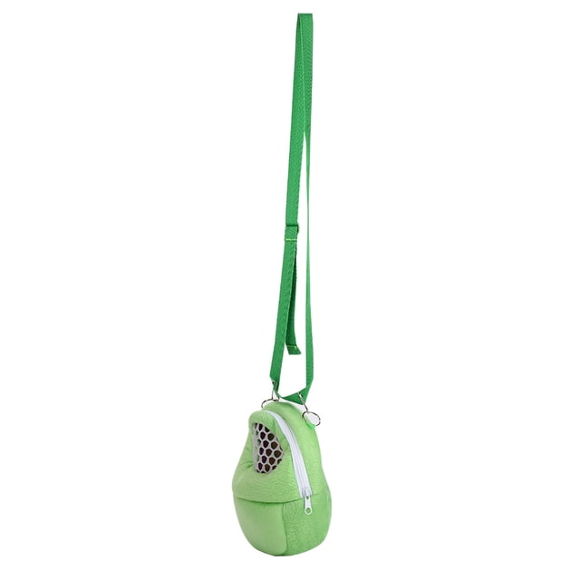 M Buder Bolsa de Transporte para Mascotas Pequeñas Hamster Erizo Rata Chinchilla Hurón Bolsa de Viaje Portátil de Felpa Corta con Correa Ajustable Verde 13 cm x 18 cm