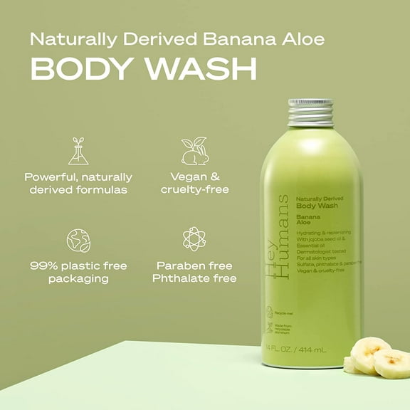 Hey Humans Body Wash Banana Aloe 14 Fl OZ (Pack of 1)