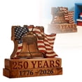 thumbnail image 4 of Gytml 250Th Anniversary Patriotic Liberty Bell Wooden Ornament, Us Flag Themed Tabletop Decor, Commemorative Keepsake For Usa Independence Day Celebrations(2D-Gold-12.5Cm), 4 of 6