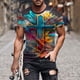 thumbnail image 4 of Camisetas de Manga Larga para Hombres Imprimir Camiseta de Cuello Redondo de Manga Corta, Top de Moda Casual para Primavera Y Verano, 4 of 5