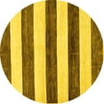 thumbnail image 1 of Ahgly Company Machine Washable Indoor Round Abstract Yellow Modern Area Rugs, 3' Round, 1 of 4